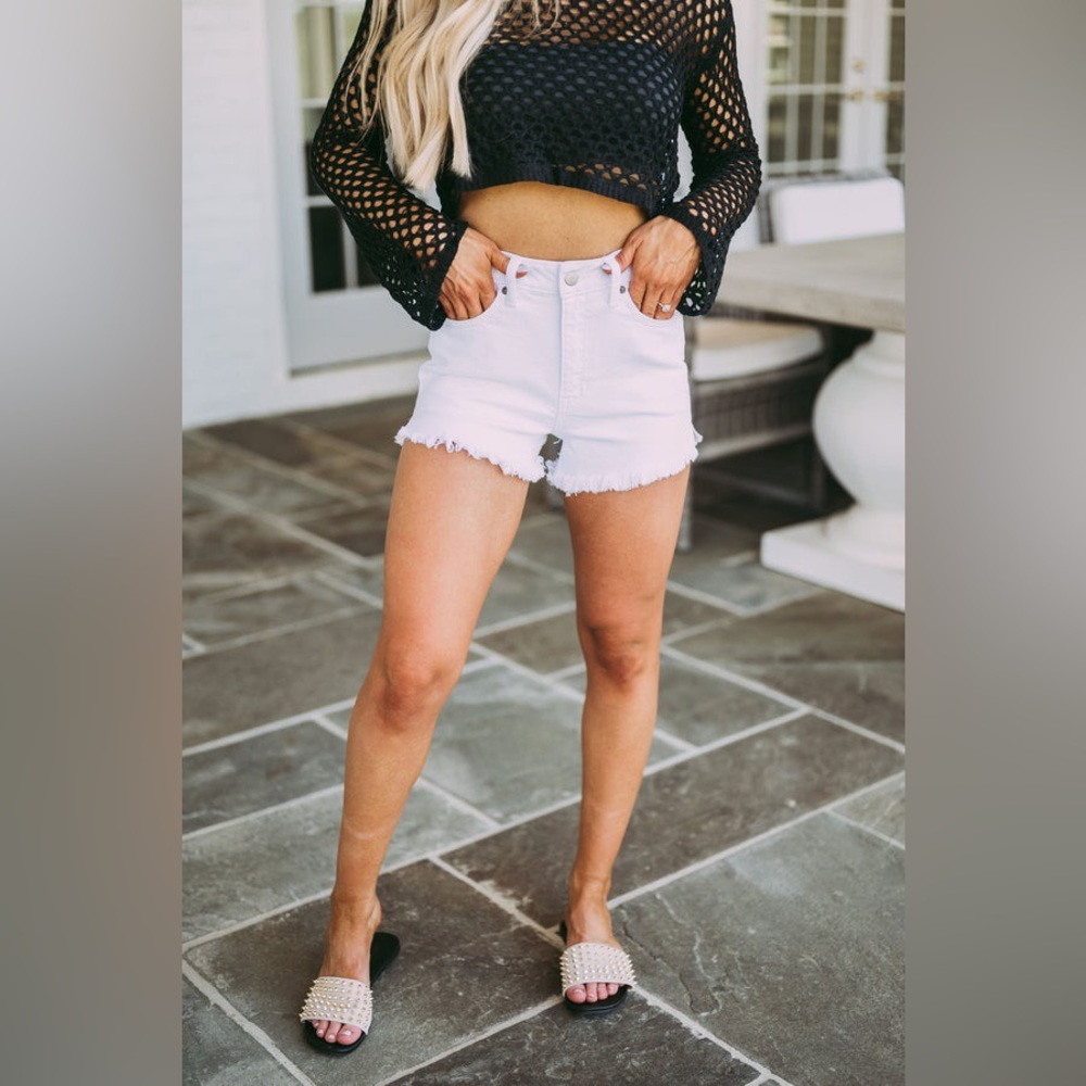 These Three Boutique High Rise Frayed Shorts